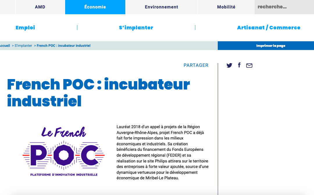 French POC : incubateur industriel [Article CCMP]
